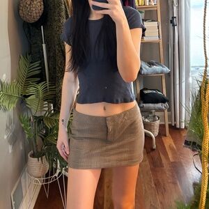 Vintage Express Brown Plaid Mini Skirt